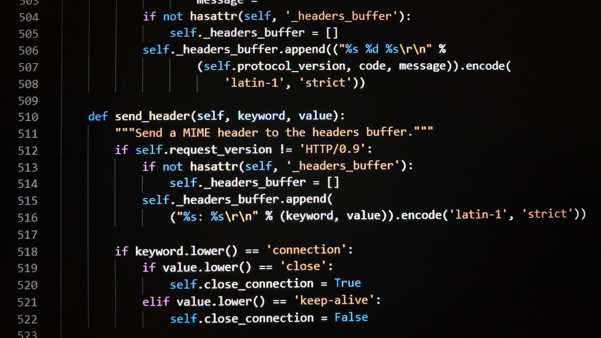 A screenshot of Python source coding from a computer screen. 