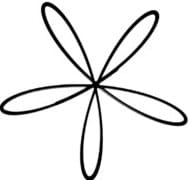 A line drawing shows what looks like a five-petal flower, five long ovals, equidistantly spaced from each other and each with one end at a common center point.