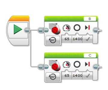 A screen capture shows the point turn program on the NXT 2.0 software.