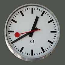 Cartoon drawing of an analog clock with minute and hour hands.