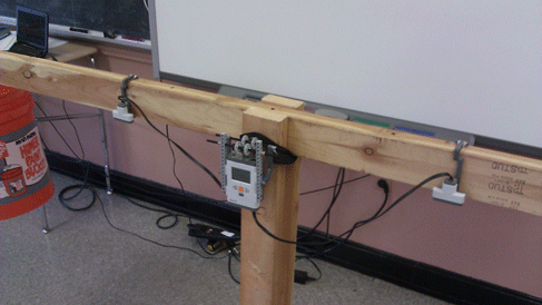 Photo shows sensor system attached to seesaw.