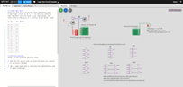 A screenshot of the Wokwi logic gate simulator interface. The left pane shows a markdown file with a four-input truth table and two reflection questions. The right pane features a drag-and-drop interface with labeled AND, OR, XOR, NAND, NOR, and XNOR gates, an input/output tester, and notes for students.