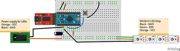 A diagram shows the circuit setup to power the cloud lights.