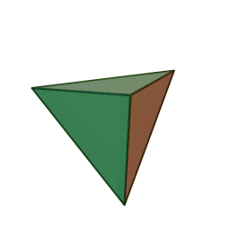 An animation shows an upside-down pyramid shape (point down) spinning on its point so that all four triangular sides may be seen. The four planes of the shape are semi-transparent, which helps to see the shape edges as it rotates.