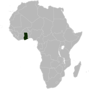 A map of Africa with Ghana colored.