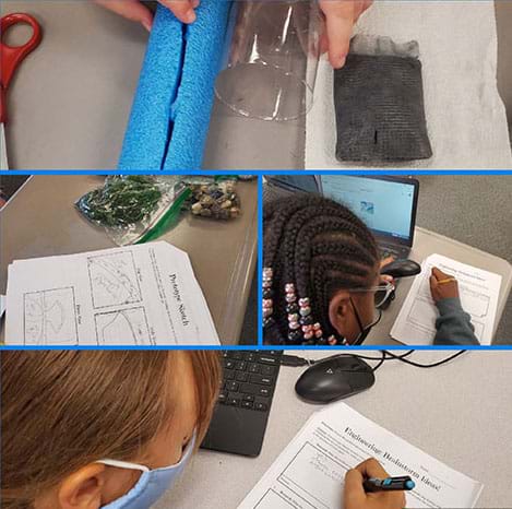 Students research causes of algae blooms using various reliable websites and brainstorming ideas for their prototype using the graphic organizer provided with the lesson.  Afterwards, students gathered materials and assembled their prototype based on their prototype sketch. 