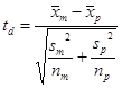 Equation to compute t-statistics.