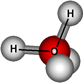 Artistic rendering of water molecule: H2O.