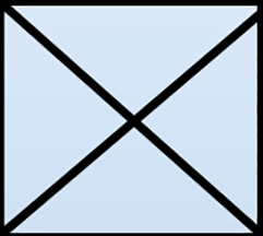 Light blue square with black “x” drawn from each corner.
