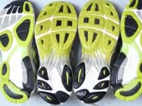 Profile of soles of running shoes.