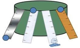 Drawing shows angled "racetracks" made of various materials.