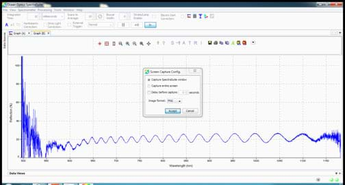 Screen capture of a wavelength vs. percent reflectance graph.