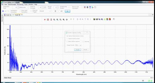 Screen capture of a wavelength vs. percent reflectance graph.