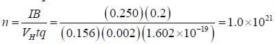 n = IB/VHtq = etc = 1.0 x 10 to the 21st power
