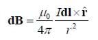 Equation for Biot-Savart law; dB =