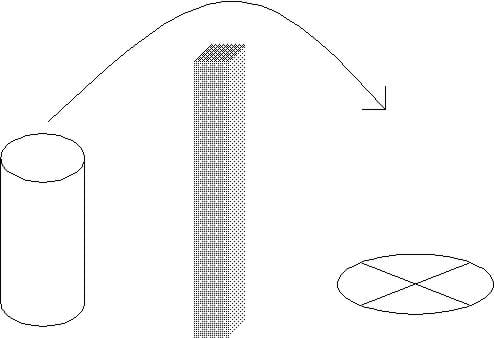 A sketch shows a tall barrier in the middle of the image. On the left side is a drawing of a can. On the right side of the image is a bulls eye that is the target for the can.  There is an arrow beginning at the can. It goes over the barrier wall and points to the target.