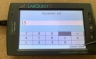 A second photo of a Vernier probe interface showing that the length of time the probe collects data can be increased to at least 15 seconds. A second photo of a Vernier probe interface showing that the length of time the probe collects data can be increased to at least 15 seconds.