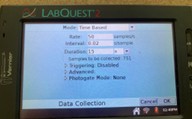 A third photo of a Vernier probe interface showing that the length of time the probe collects data can be increased to at least 15 seconds. A third photo of a Vernier probe interface showing that the length of time the probe collects data can be increased to at least 15 seconds.