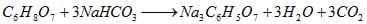 Reaction equation: C6H8O7 + 3NaHCO3 > Na3C6H5O7 + 3H2O + 3CO2
