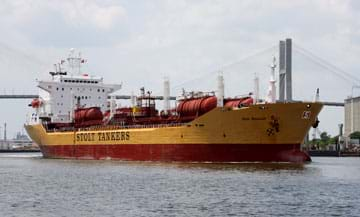 A large ship at port.