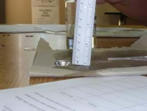 Photo shows a liquid stacking on a penny surface.