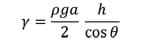 Equation to find the liquid-air surface tension. γ = (ρga/2) (h/cos θ) Equation to find the liquid-air surface tension. γ = (ρga/2) (h/cos θ)